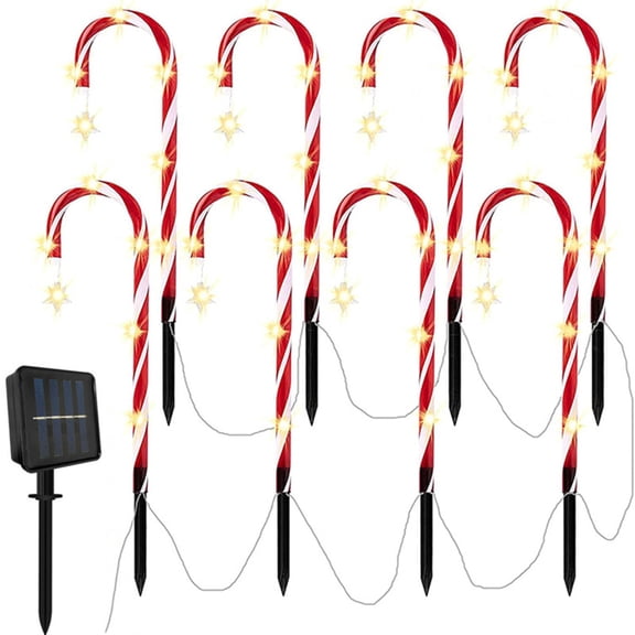 Ipretty Candy Cane Decor Light 1200mAh Solar Powered Holiday Stake Light Christmas Lighted Decoration for Garden Driveway Pathway Patio Deck Park Walkway Lawn brightly