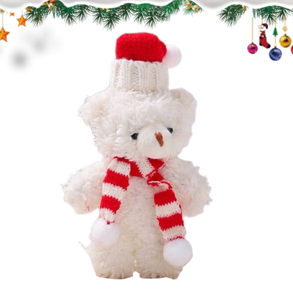 Ipretty Christmas Bears Christmas Plush Brown White Bear 6.3in Soft Plush Home Decor Cake Toppers Party Supplies for Birthday New Year Festival well-liked