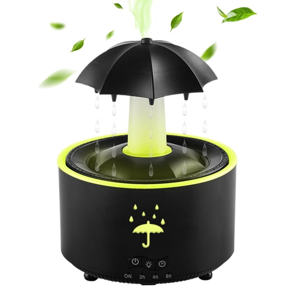 Ipretty Cool Mist Humidifiers 7-Color Air Moisturizer with Rain Drop Effect Rotating Umbrella Diffuser for Desk Nightstand Room Apartment Dorm Classroom Indoor great gift