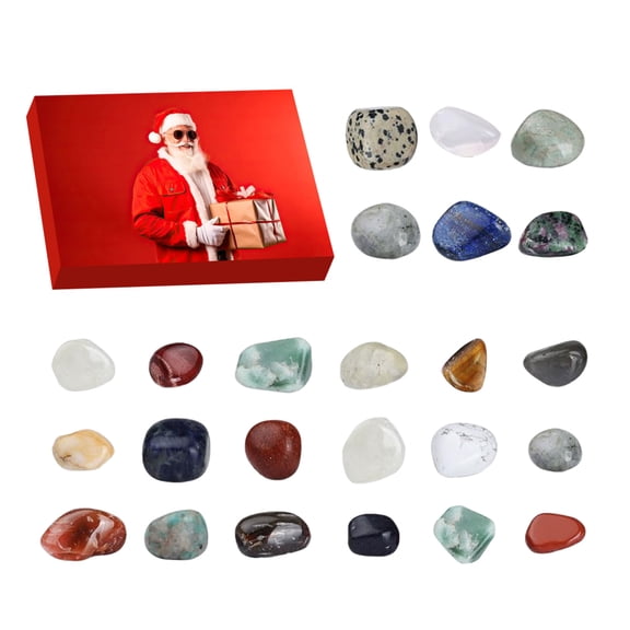 Ipretty Crystal Advent Christmas 24 Days Mineral Collection Natural Rock Advent Countdown Calendar for Kids Teens Adults Home Classroom Teachers School Events Family Bonding Meditation well made