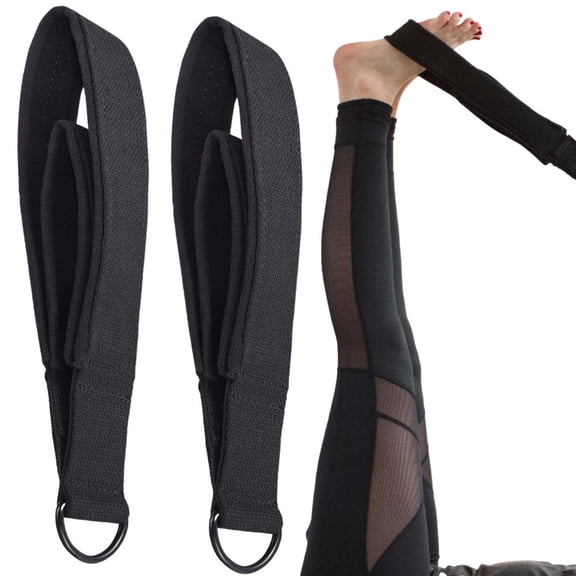 Ipretty Double Straps 2 Pieces Hands Feet Fitness Equipment Straps Durable & Perfectly Seamed Double Strap Band for Pilates Reformer Yoga Double Handle Straps Black special