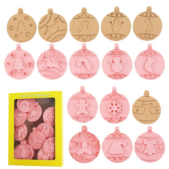 Ipretty Holiday Cookie Cutter Hand Pressed Embossing Holiday Cookie Shapes Molds for Fondant Cake Decoration Christmas Halloween Easter Thanksgiving Fall Holiday Baking Kids Beginners competent