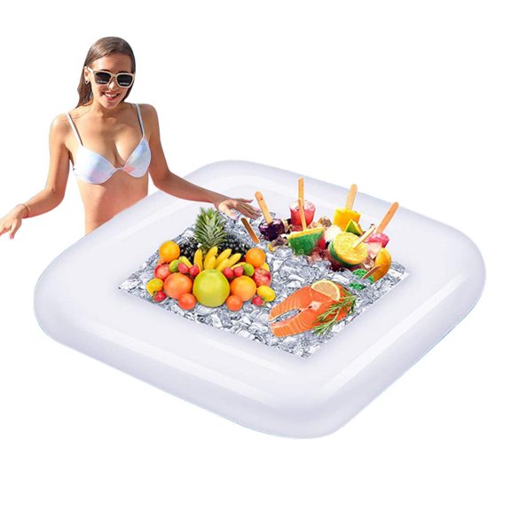 Ipretty Inflatable Party Tray Pool Ice Floating Bar for Parties Pool Supplies Swimming Pool Buffet for Beach Wedding Supplies Beverage Drinks Food Fruits typical
