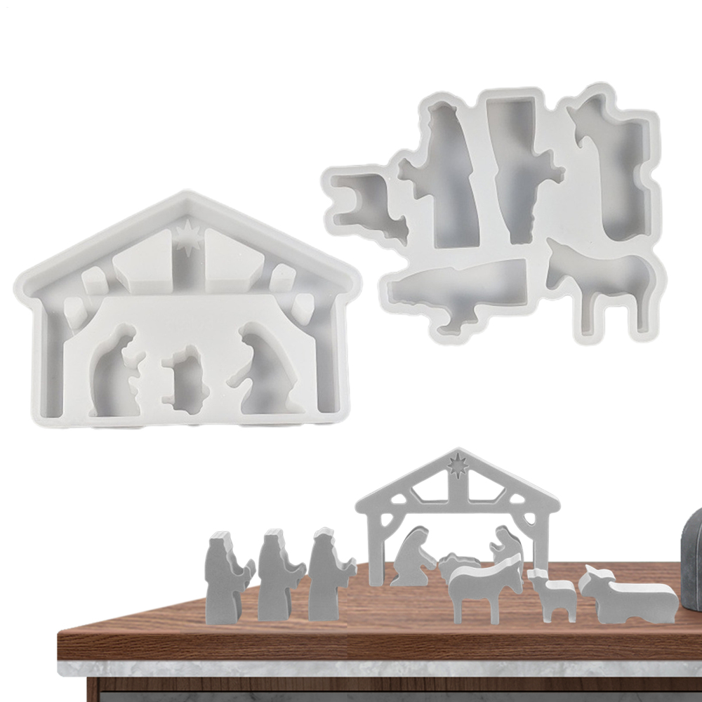 Ipretty Nativity Scene Silicone Mold House Shaped Scented Candle Molds ...