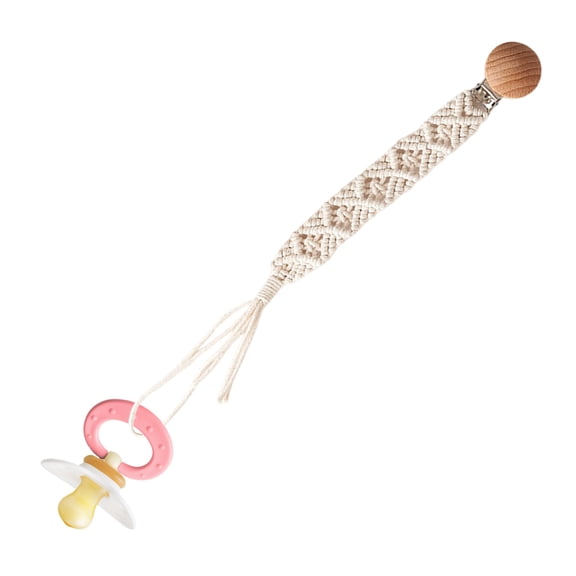 Ipretty Pacifier Holder Clip Flexible Cotton Pacifier Holder Boho Handmade Paci Clips for Stylish Comfort Safe Wooden & Braided for Toddler pretty