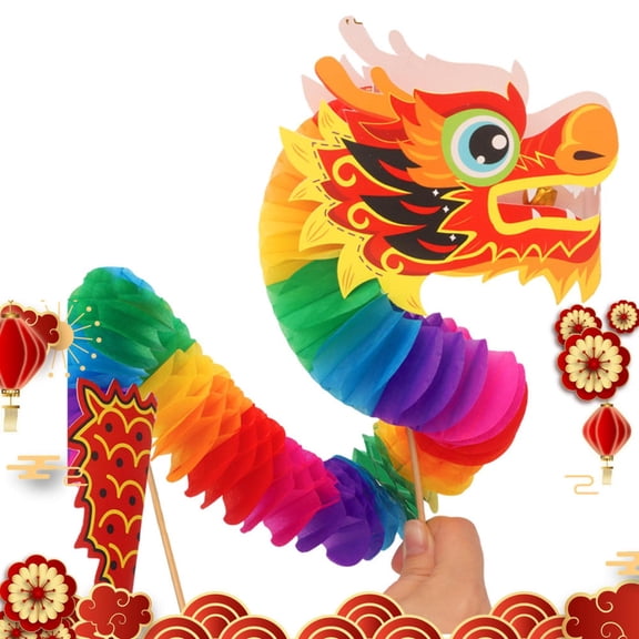 Ipretty Paper Dragon Puppet 3D Chinese Paper Dragon Garland for New Year Lunar New Year Dragon Gifts Multifunctional Year of The Dragon DIY Puppet Kits for Spring Festival pleasant