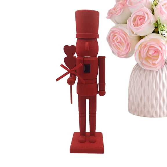 Ipretty Small Nutcracker Figures 14.2 Inch Heart Love Soldier Wooden Heart Nutcracker for Christmas Holiday Festive Valentines Day Party Desktop Shelf Centerpiece Fireplace Mantel masterly