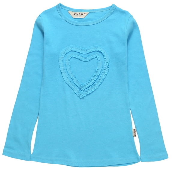 Ipuang Big Girls' Heart-Shaped Long Sleeve T-Shirt 10 Oceanblue