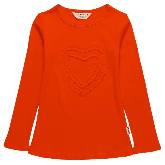 Ipuang Little Girls' Comfortable Cotton Heart-Shaped Long Sleeve T-Shirt, Size 12, Red