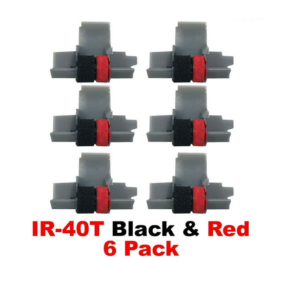Ir-40T Black And Red Calculator Ink Rollers Ir40T For Sharp Casio,Pack of 6