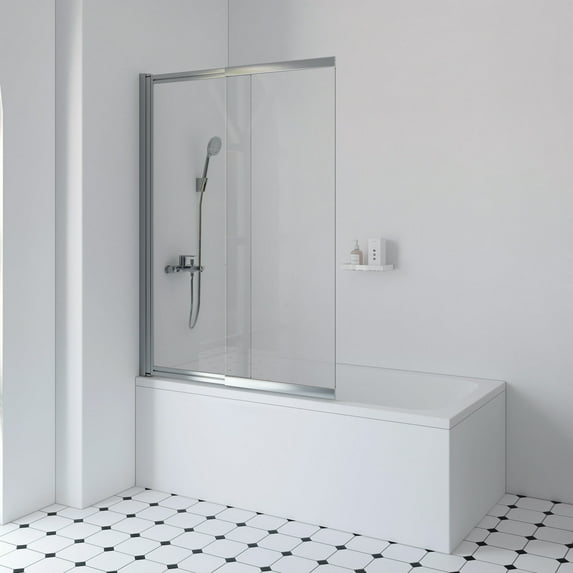 Aebath Polished Chrome Rectangular Alcove Pivot Door Shower Door, 55.125 Inch