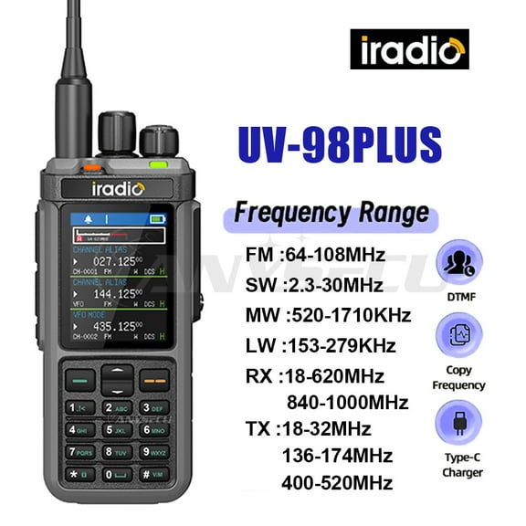 Iradio UV 98plus 64 108MHz FM Handheld Two Way Radio with 1024 Channels walkie talkie