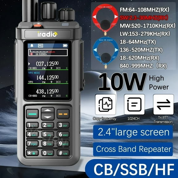 Iradio UV 98plus 64 108MHz FM Handheld Two Way Radio with 1024 Channels