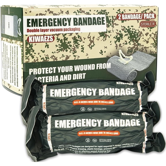 Iraeli tyle Emergency Bandage Verion A 6 Inch, terile Vacuum ealed Combat Tactical Firt Aid Kit IFAK upplie Compreion Trauma Wound Dreing, 2 Count