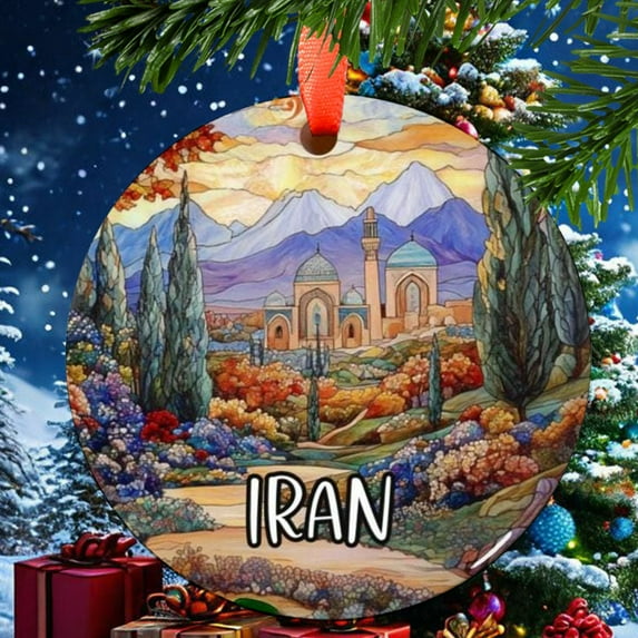 Iran Christmas Ornament, Ceramic, Acrylic - Oceania Travel Souvenir, Holiday Tree Hanging Decor, Keepsake 2025, Traveler Gift, Collectible, Holiday Tree Decoration