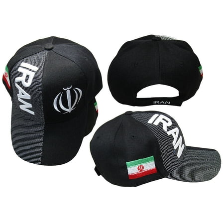 Iran Country Black White Letter Crest Patch On Side Embroidered Hat Cap