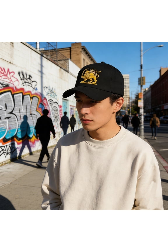 Iran Flag Baseball Cap, Embroidered Patch Dad Hat, Unisex Adjustable Strapback for Cultural Events Daily Wear, Breathable Cotton Blend for Summer