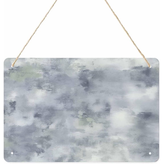 Sage Green Gray Hanging Plaque Wall Art Sign, Abstract Modern Street Painting Art Ombre Metal Iron Personalized Printed Plaques Front Door Entryway Custom Horizontal Wall Decor for Bedroom Living Roo