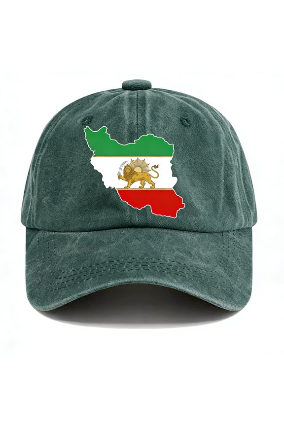 Iran Flag Map Hat for Men - Baseball Cap, Comfortable Fabric, Adjustable, Multi-Scene Application for Daily, Running, Cycling, Work Commutes - Green