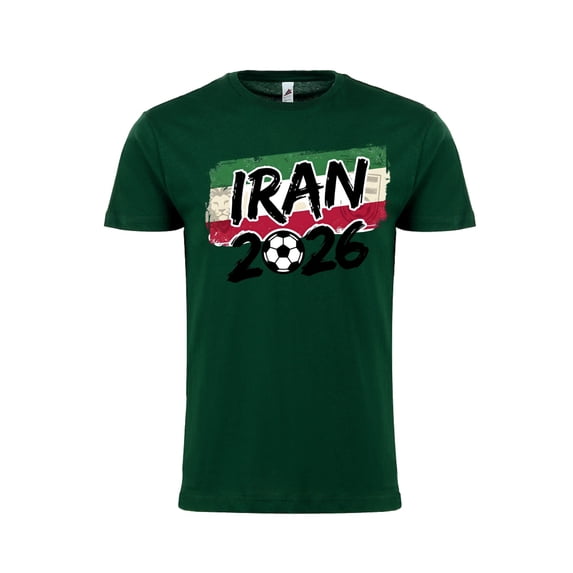 Iran Flag Soccer T-Shirt WC 2026 | Adult Unisex Football Fan Tee | 100% Cotton Shirt - Green - 3XL