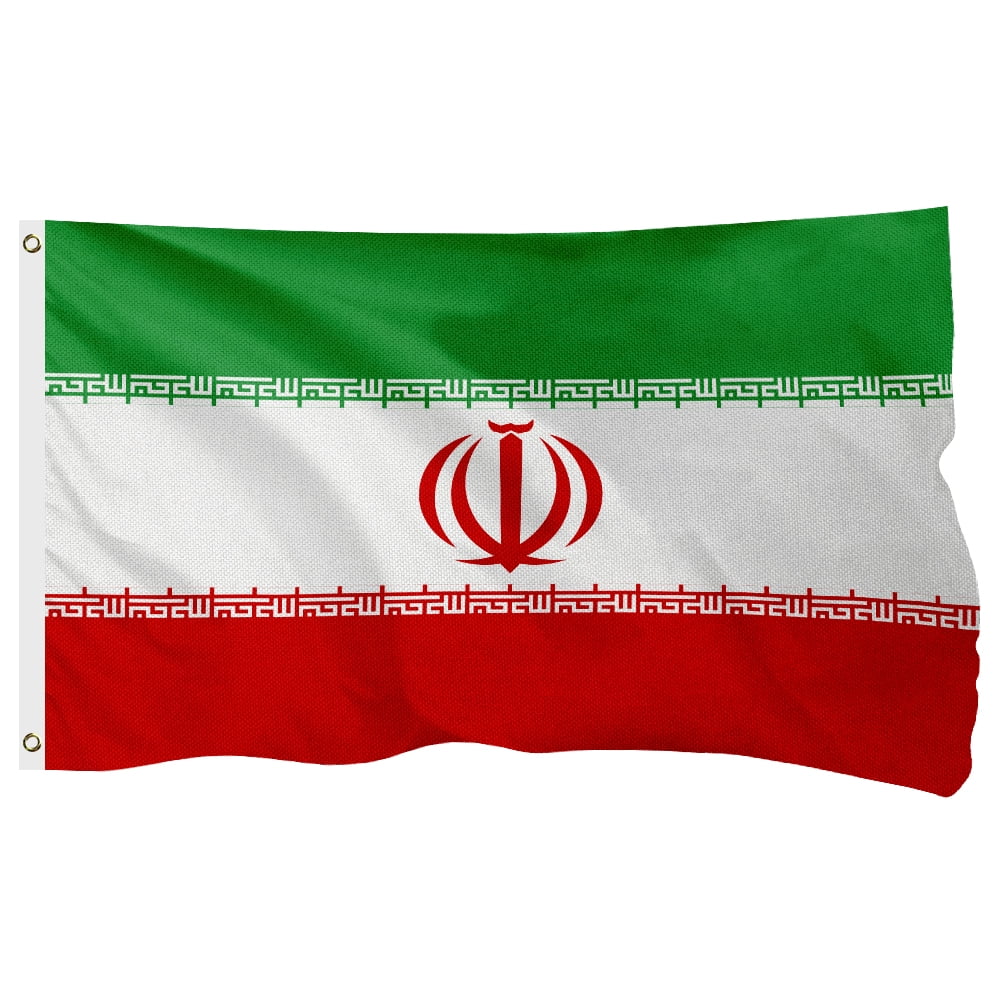Iran Iranian Flag, 400D Heavy Duty Polyester, Double-Sided Printing, Quadruple Stitched Fly Hem, Fade Resistant, 2 Brass Grommets, National Flag of Iran for Home Outdoor