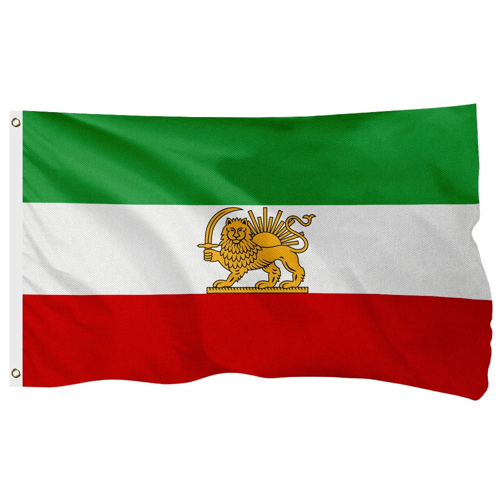 Iran Lion Iranian Lion Flag, 400D Heavy Duty Polyester, Double-Sided Printing, Quadruple Stitched Fly Hem, Fade Resistant, 2 Brass Grommets, National Flag of Iran Lion for Home Outdoor