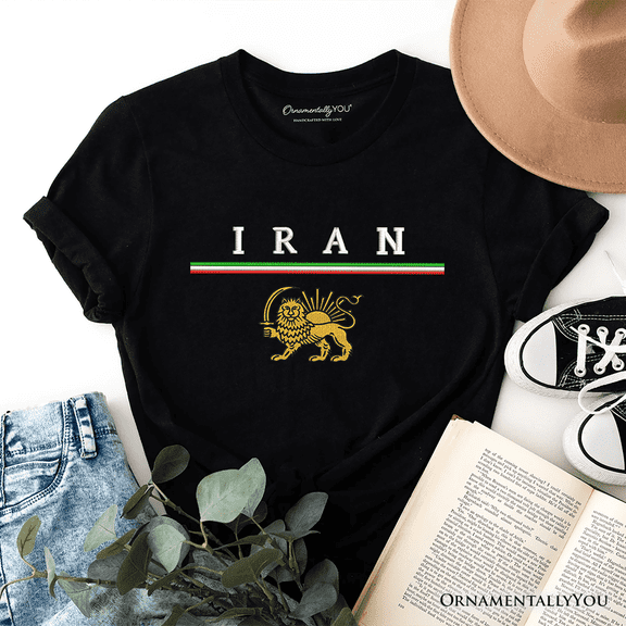 Iran Lion and Sun Flag T-Shirt, Protest Persian Heritage Pride Tee