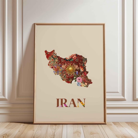 Iran Map Persian Middle Eastern Wall Art Decor Unframed Paper Print