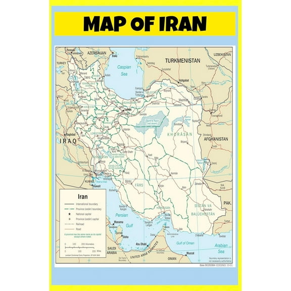 Iran Map Poster - Laminated Wall Map - Style A - 24x36 - Ideal for Classrooms and Homes – Features Bright Colors and Vivid Imagery