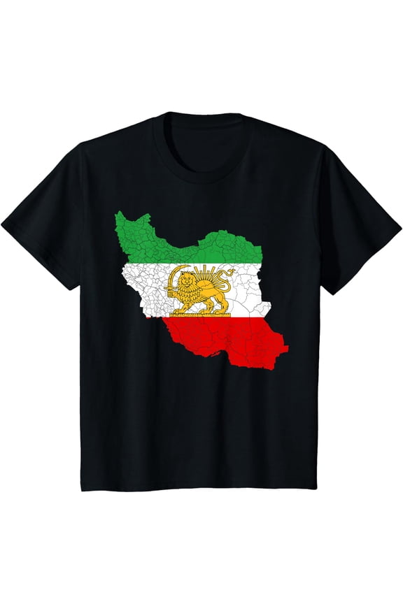 Iran Map with Lion and Sun Emblem, Vintage Persian Heritage T-Shirt