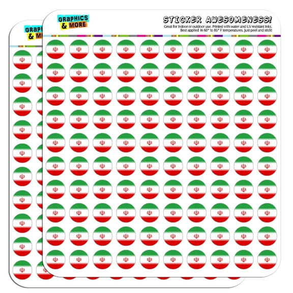Iran National Country Flag 1/2" (0.5") Scrapbooking Crafting Stickers