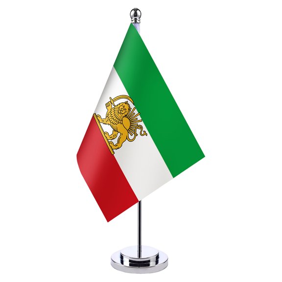 Iranian Old Office Desk Flag Table Banner with Stand Pole and Base