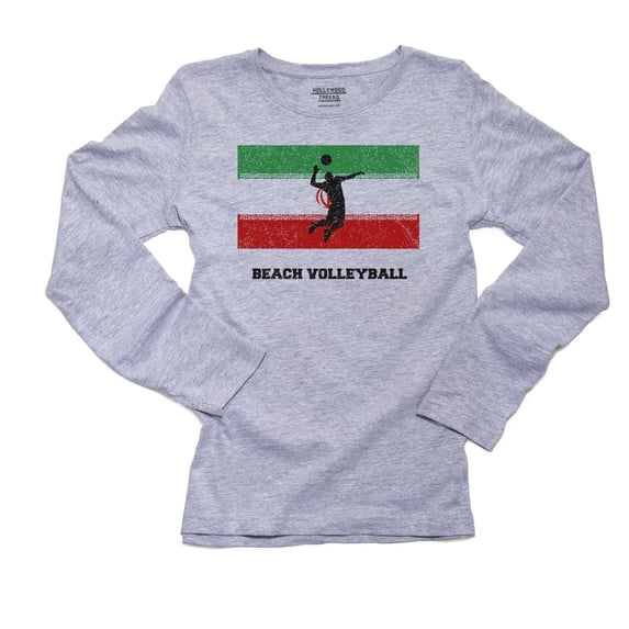 Iran Olympic - Beach Volleyball - Flag - Silhouette Women's Long Sleeve Grey T-Shirt
