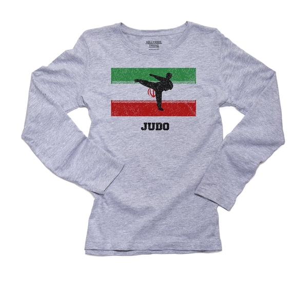 Iran Olympic - Judo - Flag - Silhouette Women's Long Sleeve Grey T-Shirt