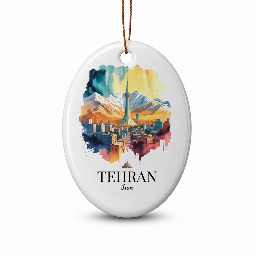 Iran Shop Sign Iran Travel Memory Oval Keepsake, Tehran Christmas Holiday Ornament ...