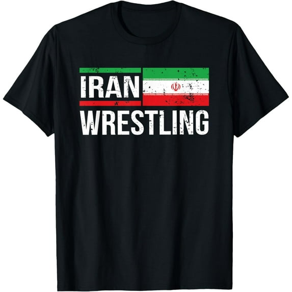 Iran Wrestling Amateur Wrestler Grappling Sport Flag T-ShirtMen and women, Black T-shirt, size: Extra large
