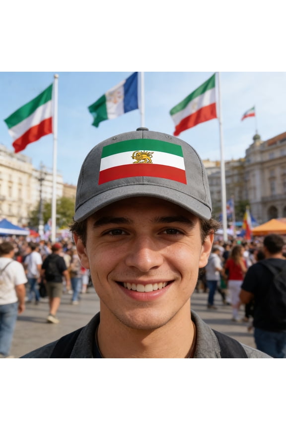 Iranian Flag Persian Flag Embroidered Baseball Cap Adjustable Mesh Trucker Hat for Men Women One Size Gifts