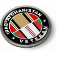 thumbnail image 1 of Iraq Afghanistan Veteran with Ribbons Design - 3D Domed CAR Emblem Badge Sticker Chrome Plastic Round Bezel, 1 of 7
