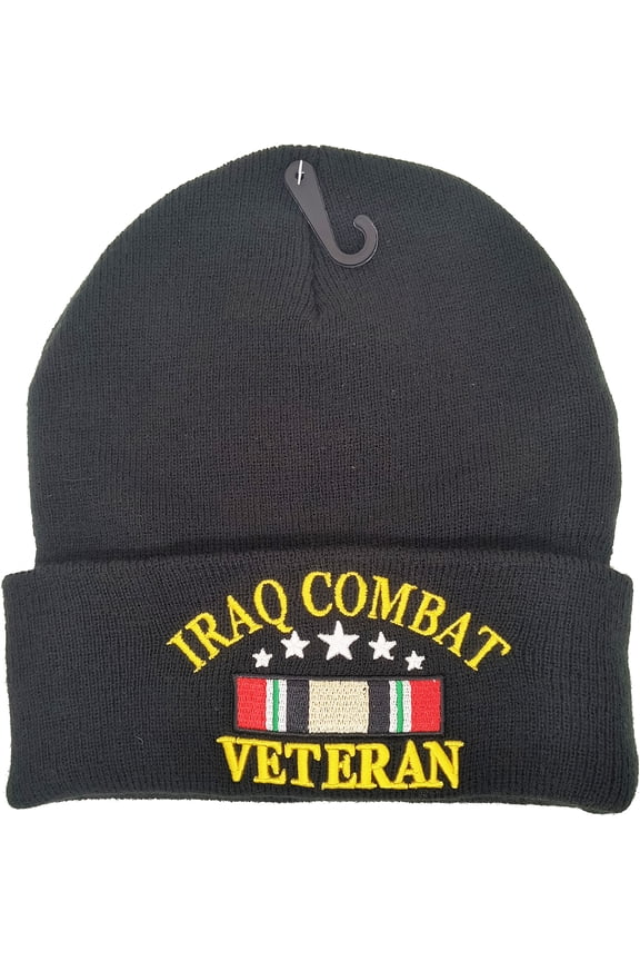 Iraq Combat Veteran Mens Cuffed Beanie Cap [Black]