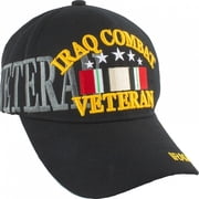 Iraq Combat Veteran Ribbon Text Shadow Mens Cap [Black - Adjustable]
