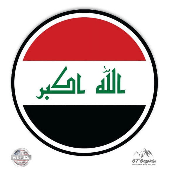 Iraq Flag - 3" Vinyl Sticker - For Car Laptop I-Pad Phone Helmet Hard Hat - Waterproof Decal