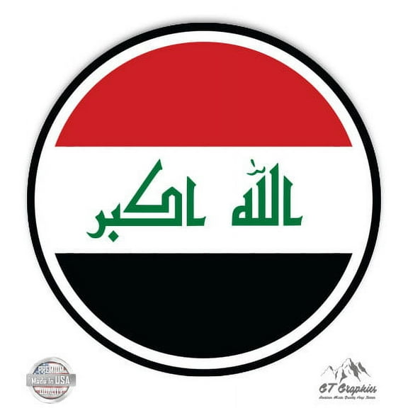 Iraq Flag - 8" Vinyl Sticker - For Car Laptop I-Pad - Waterproof Decal