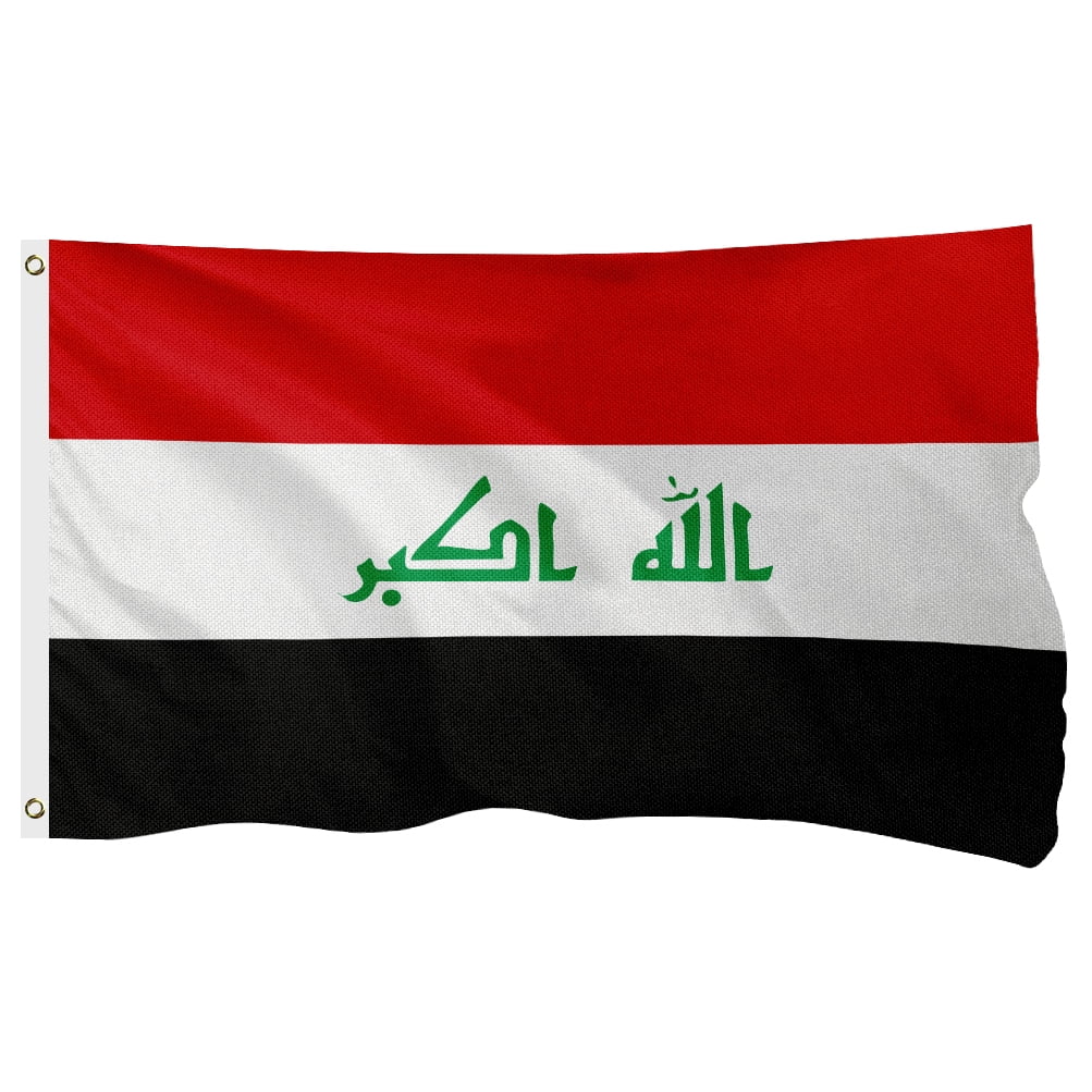 Iraq Iraqi Flag, 400D Heavy Duty Polyester, Double-Sided Printing, Quadruple Stitched Fly Hem, Fade Resistant, 2 Brass Grommets, National Flag of Iraq for Home Outdoor