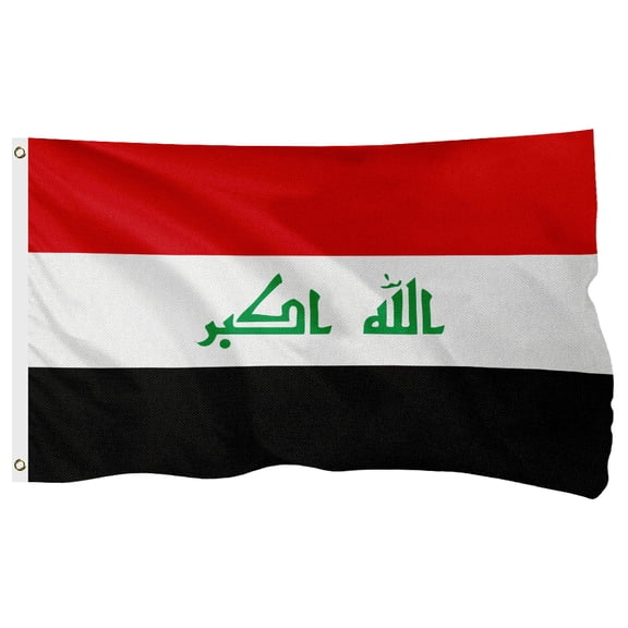 Iraq Iraqi Flag, 400D Heavy Duty Polyester, Double-Sided Printing, Quadruple Stitched Fly Hem, Fade Resistant, 2 Brass Grommets, National Flag of Iraq for Home Outdoor