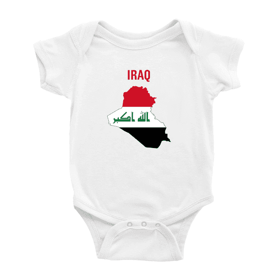 Iraq Map Flag Cute Baby Romper (White, 3-6 Months)