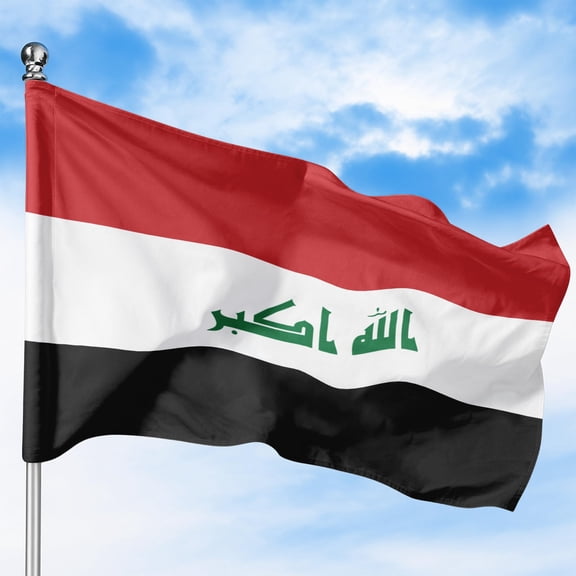Iraq Outdoor Flag (5x8ft) by DreamController - Durable, Fade-Resistant Polyester, Double-Stitched, Brass Grommets - HD Printed Middle East Asia Flag - Made in USA