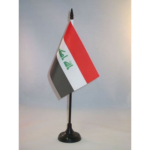Iraq Table Flag 4'' x 6'' plastic stick and base