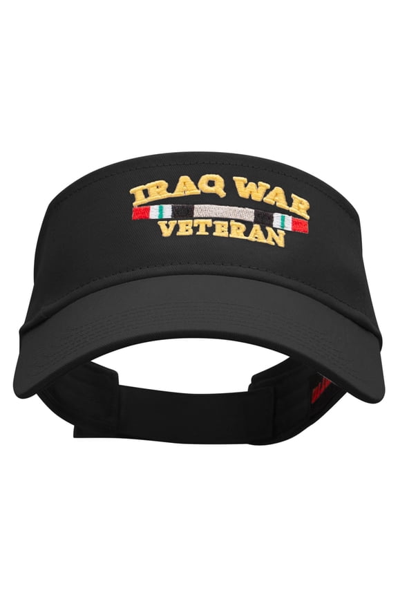 Iraq Vet Ribbon Embroidered Cotton Twill Sun Visor - Black OSFM