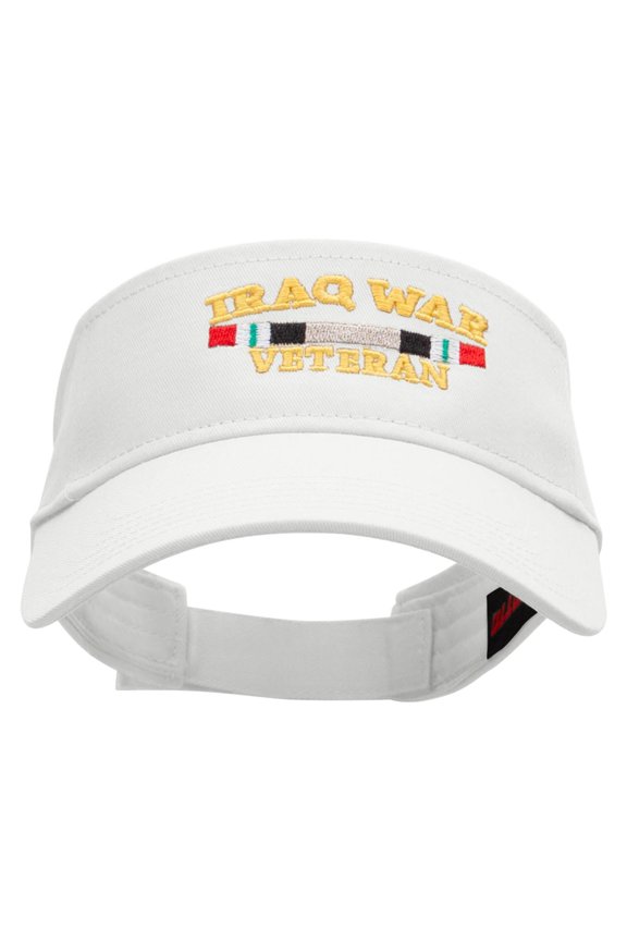Iraq Vet Ribbon Embroidered Cotton Twill Sun Visor - White OSFM