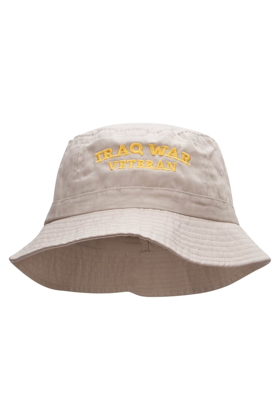 Iraq Veteran Embroidered Bucket Hat - Natural OSFM
